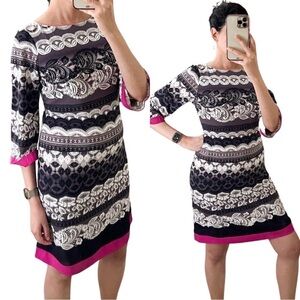 ELIZA J Jersey Floral Lace Pattern Shift Dress Size 4